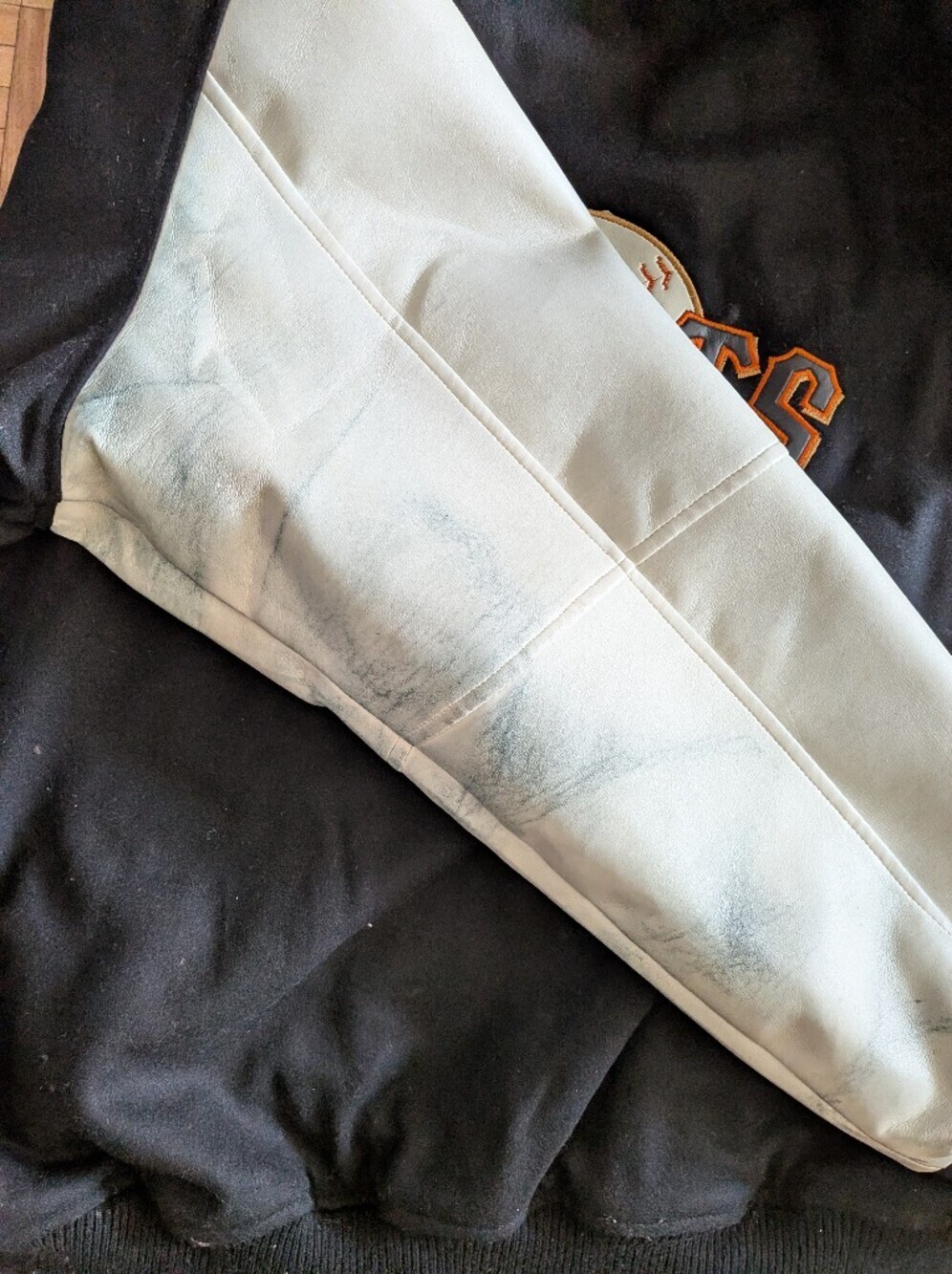 Vintage San Francisco Giants Varsity Jacket XXL Black Wool White Leather Jacket - Picture 8 of 9